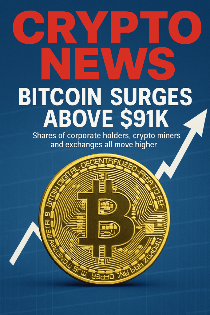 Bitcoin vystoupal nad 91 000 USD, posilujíc těžaře, burzy a korporátní krypto akcie - Antminer