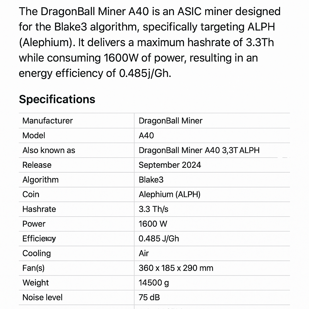 DragonBall Miner A40