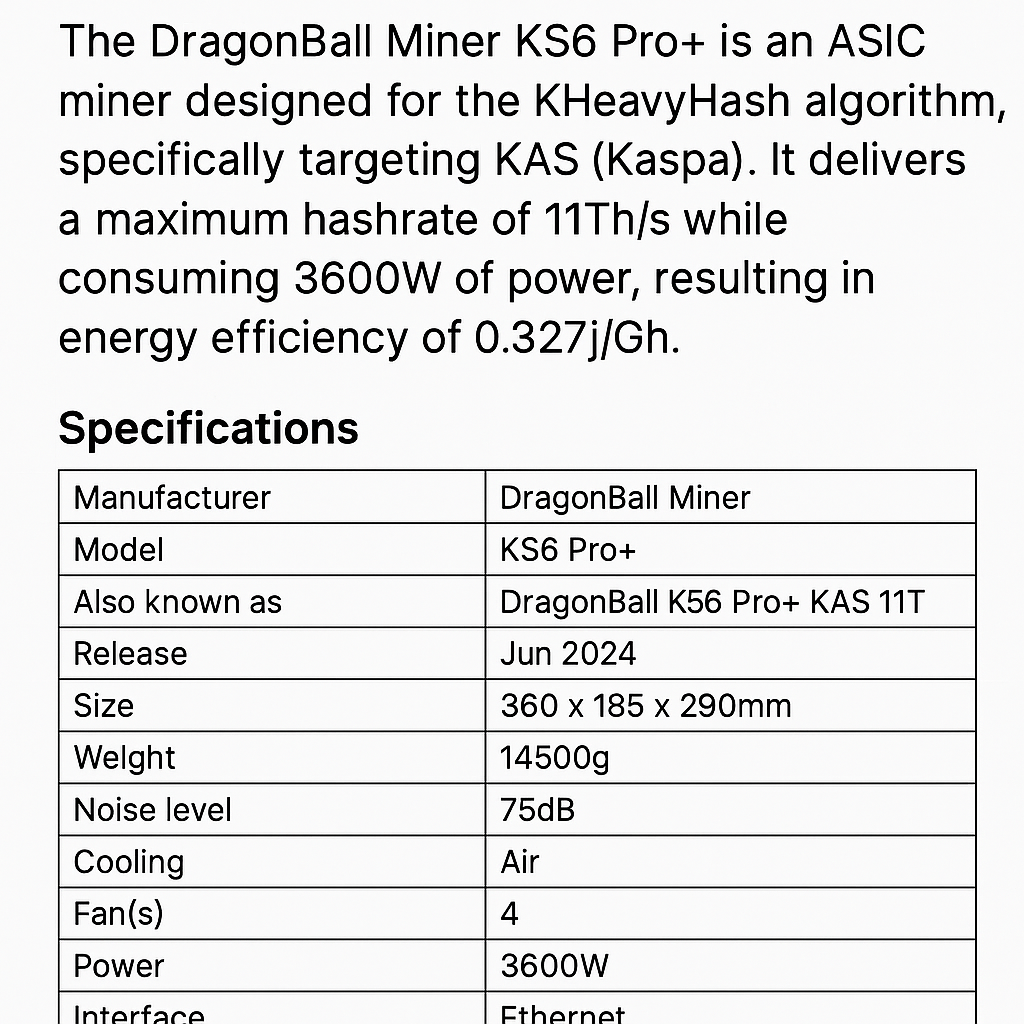 DragonBall Miner KS6 Pro+