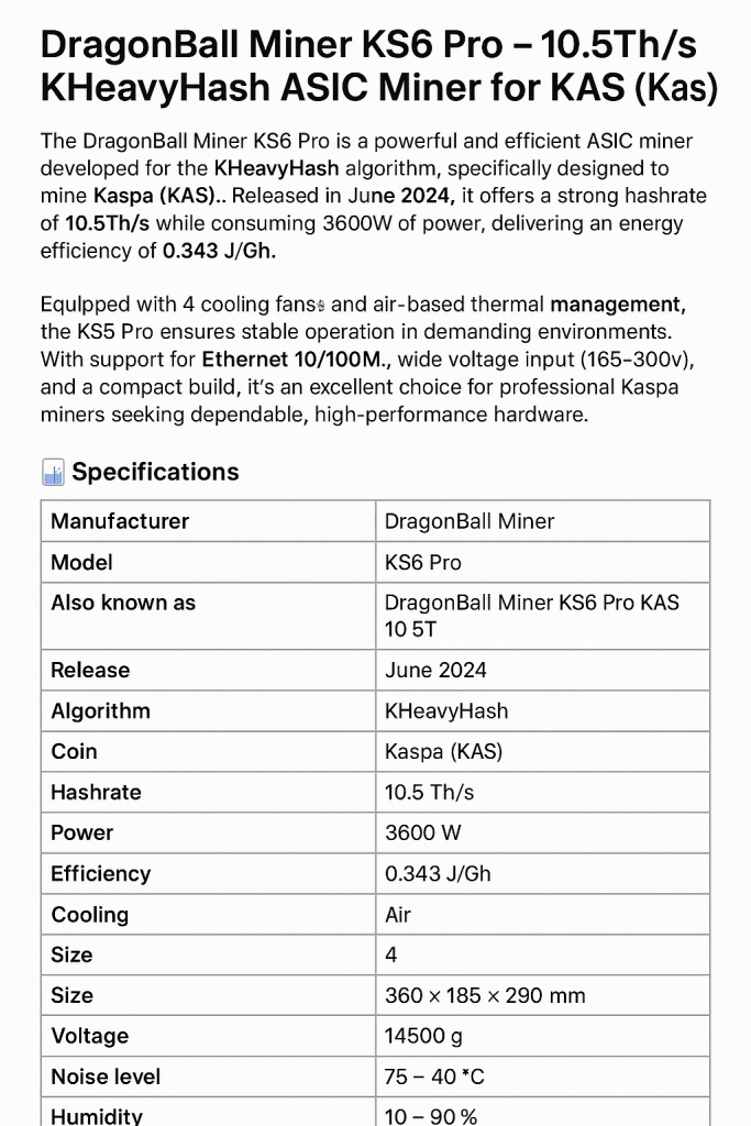 DragonBall Miner KS6 Pro